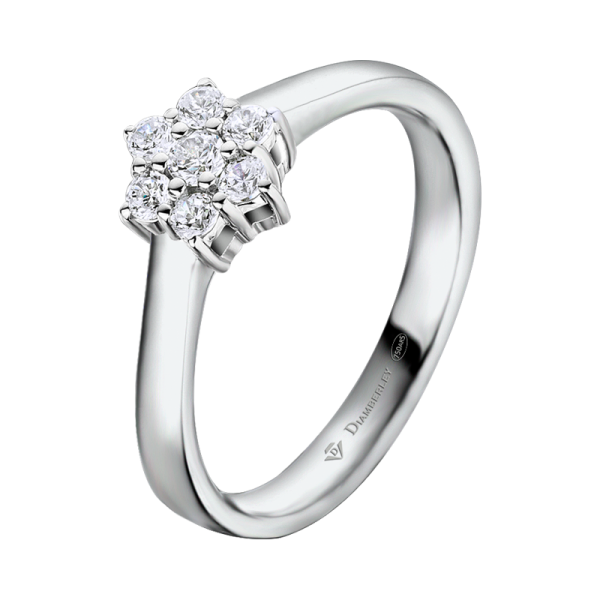 Anillo De Compromiso De Oro Blanco y Diamantes 1112