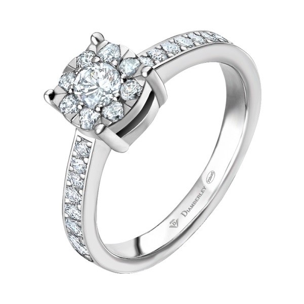 Anillo De Compromiso De Oro Blanco y Diamantes 1103