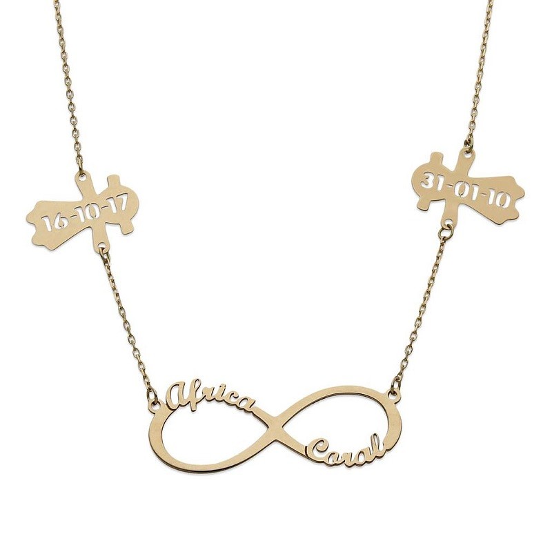 Collar Personalizado Infinito y Niños 18K