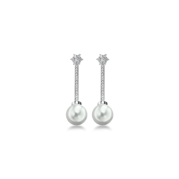 Pendientes De Oro Blanco y Diamantes 2112-P