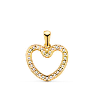 Colgante Corazón Circonitas Oro Amarillo 18K