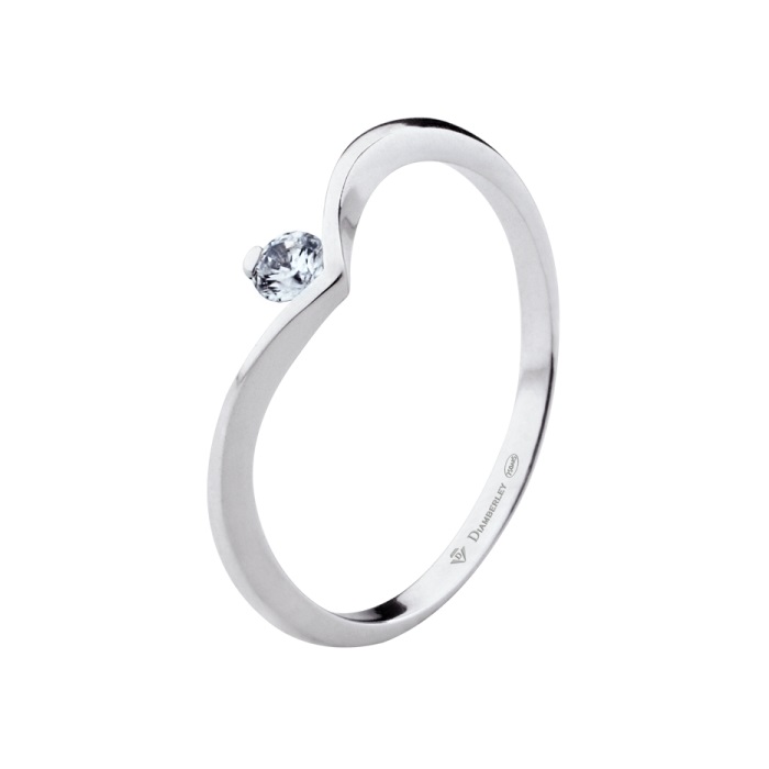 Anillo De Compromiso De Oro Blanco y Diamante 1062