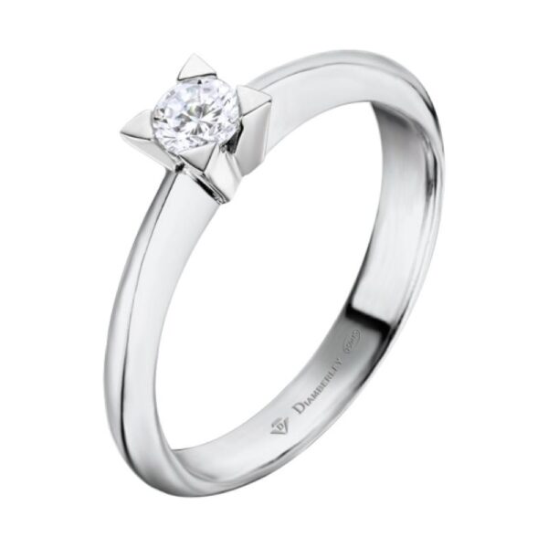 Anillo De Compromiso De Oro Blanco y Diamantes 1018 - Imagen 4