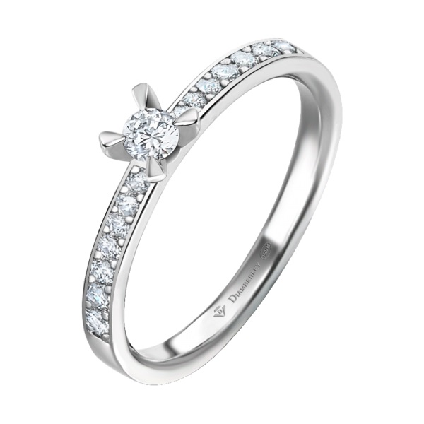 Anillo De Compromiso De Oro Blanco y Diamantes 1027