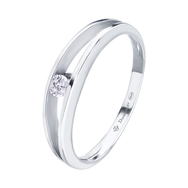 Anillo De Compromiso De Oro Blanco y Diamantes 1054