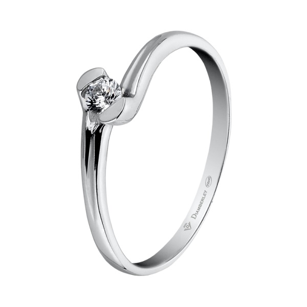Anillo De Compromiso De Oro Blanco y Diamantes 1058