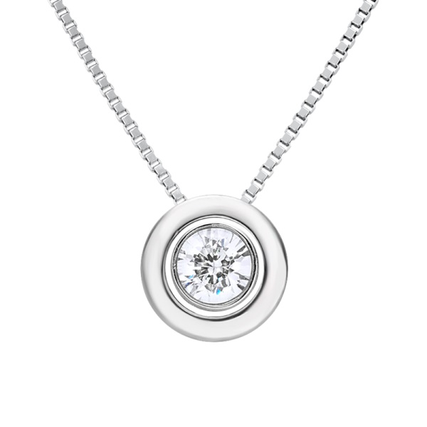 Collar De Oro Blanco y Diamante 3024