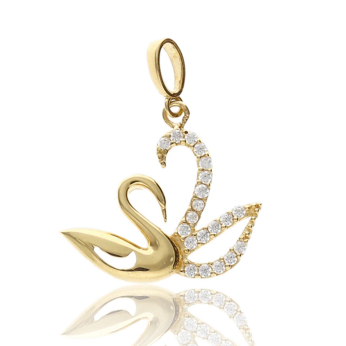 Colgante Cisnes Oro Amarillo 18K