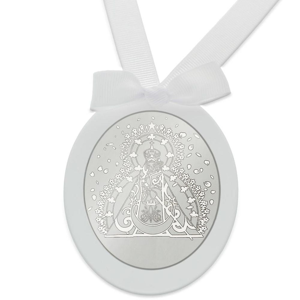 Medalla Cuna Plata 925 Ovalada Virgen De La Cabeza