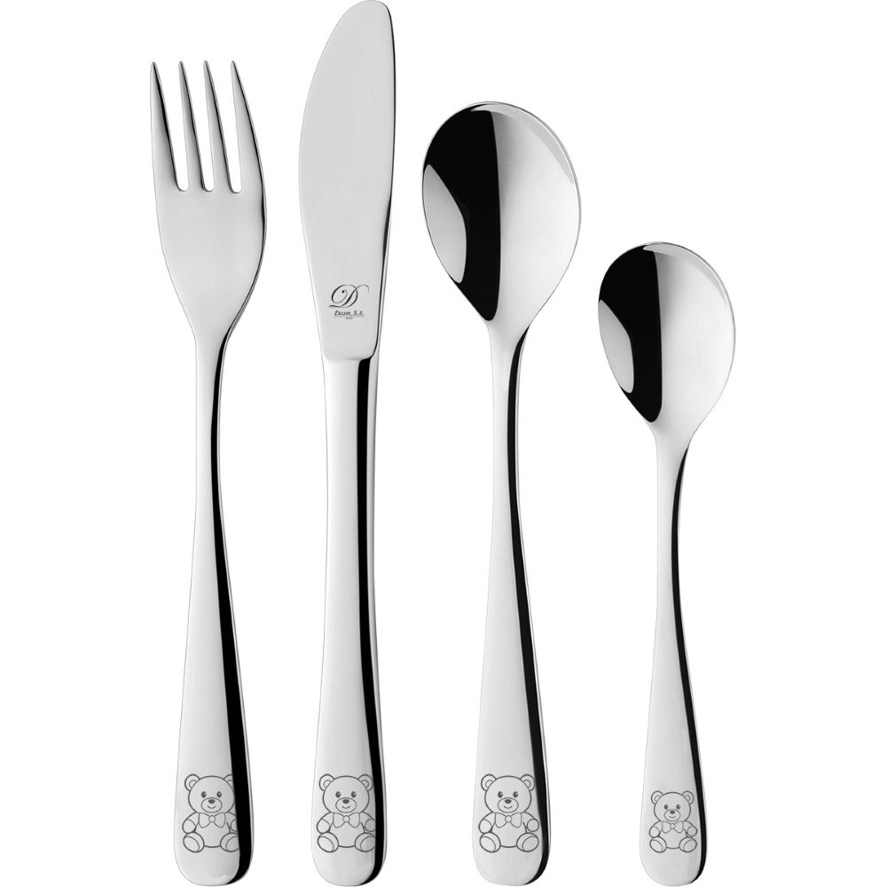 Set de Cubiertos Infantiles de Acero Inoxidable Osito Modelo 09720