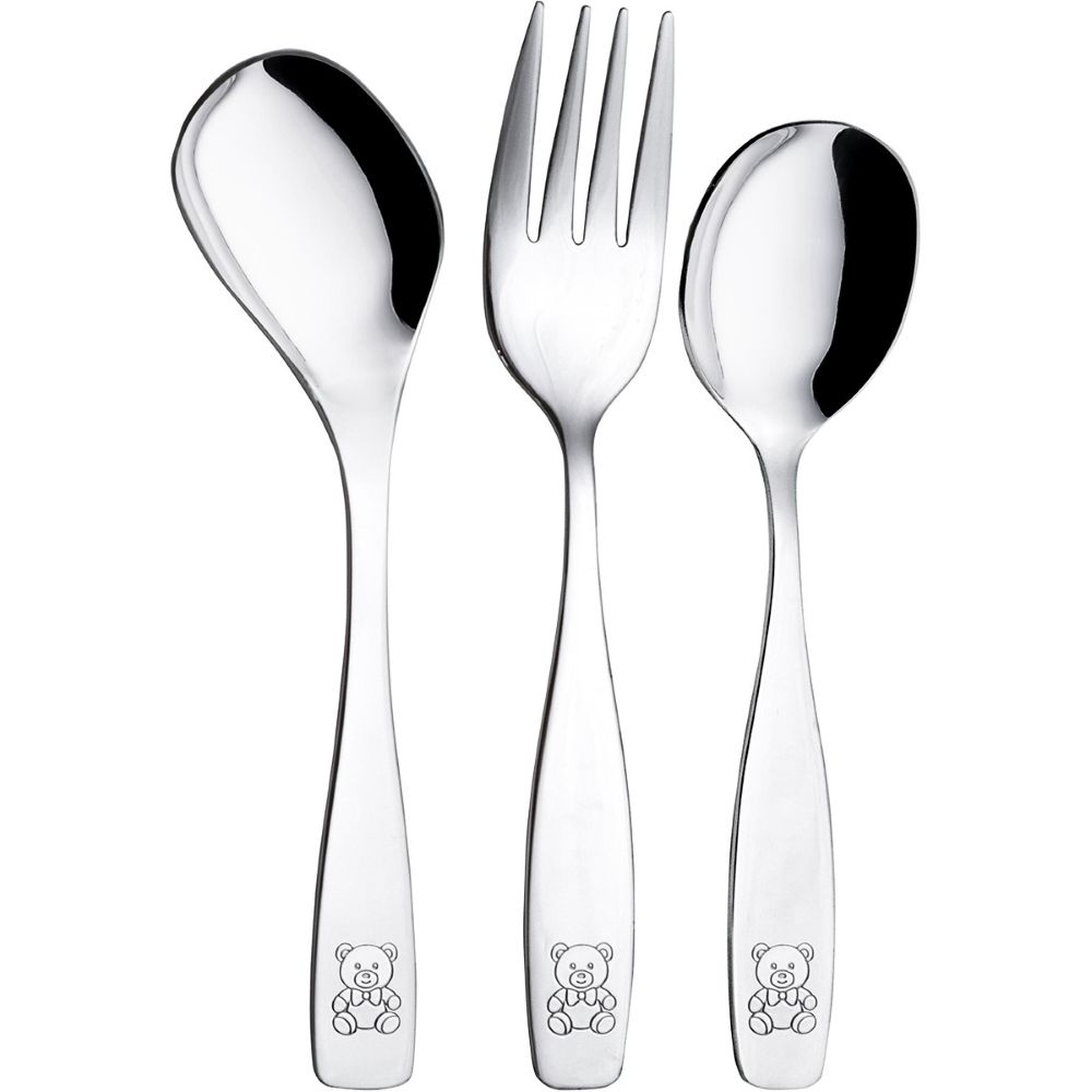 Set de Cubiertos papilleros de Acero Inoxidable Osito Modelo 09721