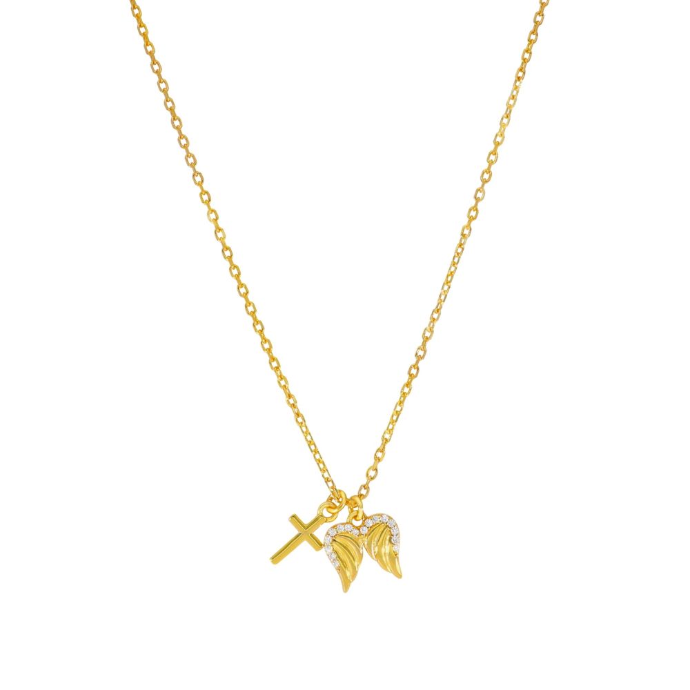Collar Niña Marea D03307/AQ Plata Dorada Alas y Cruz con Circonitas