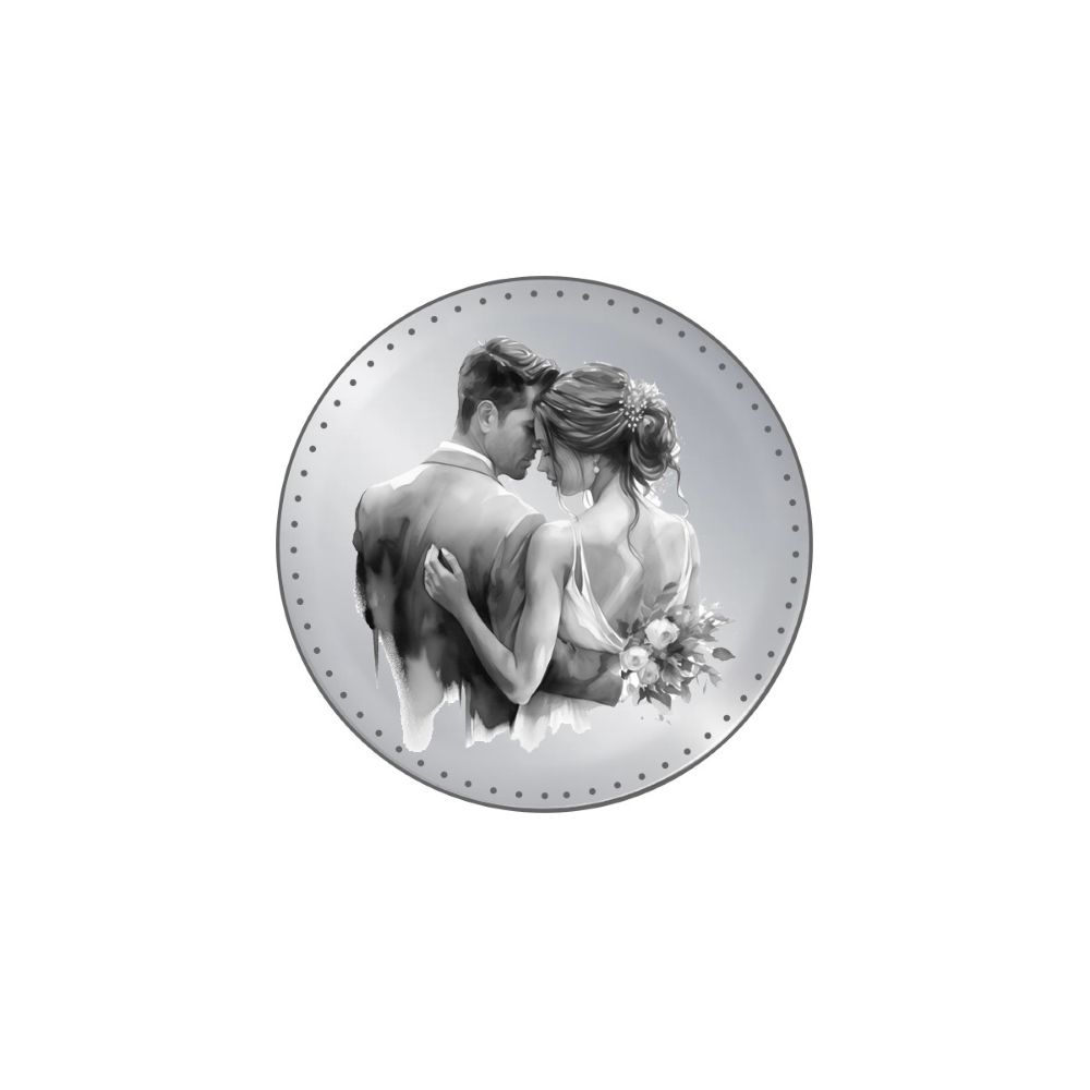 Estuche con 13 arras de boda plateadas diseño Pareja