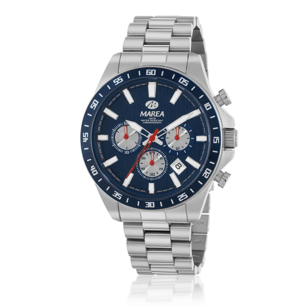 Reloj Marea B36222/2 de Hombre Cronógrafo en Acero Plateado con Esfera Azul Oscuro