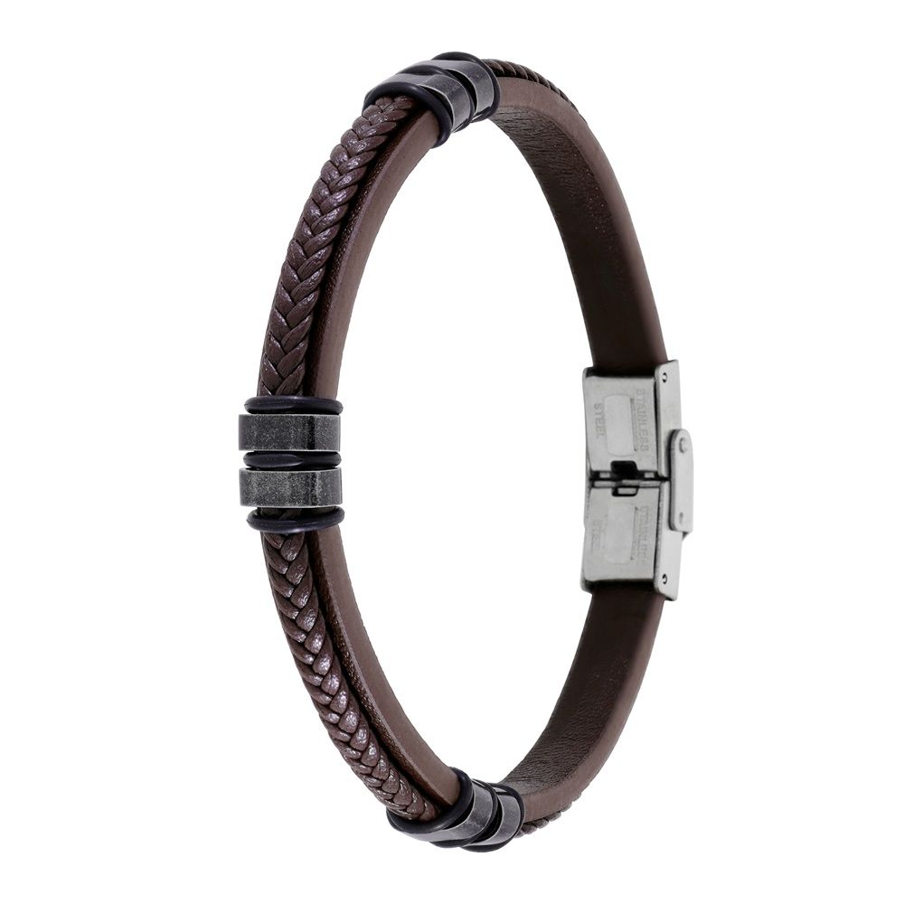Pulsera Marea C00103/440 de Hombre en Cuero Marrón y Acero