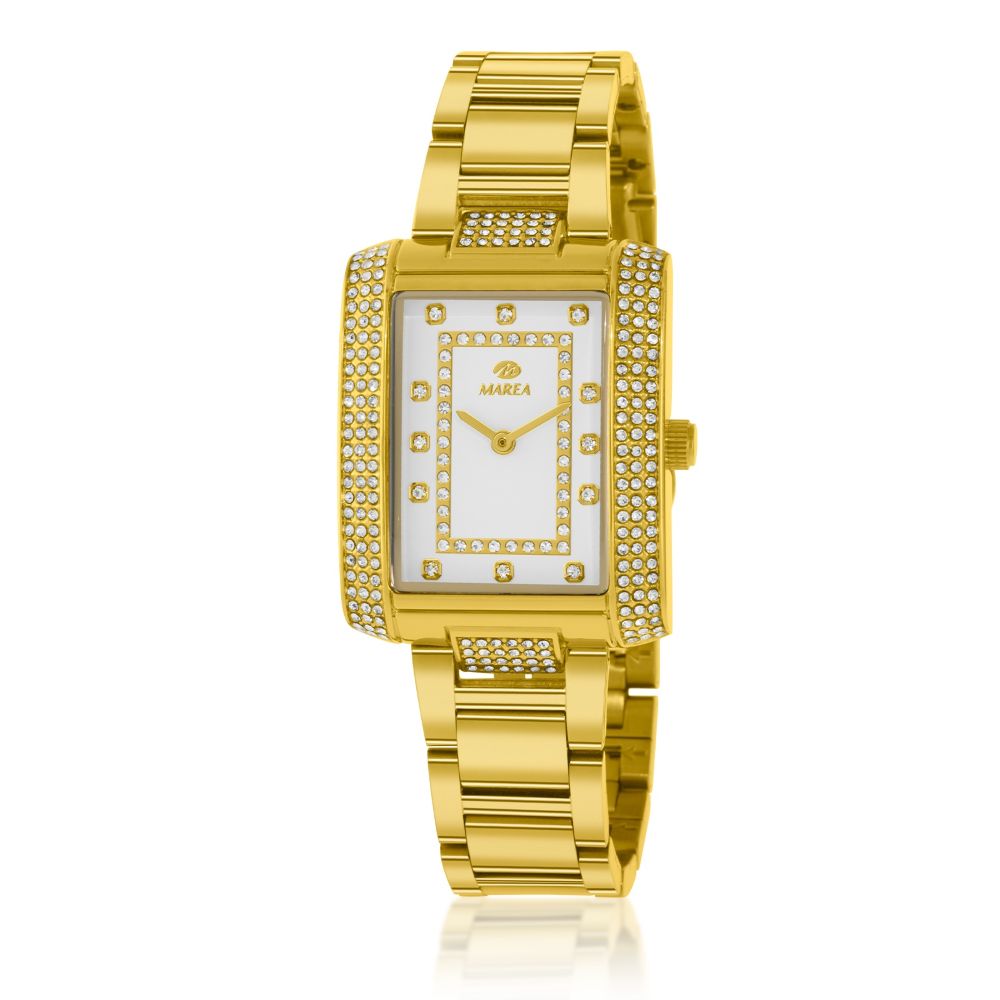 Reloj Marea B41451/3 de Mujer FANCY Dorado con Esfera Rectangular y Circonitas